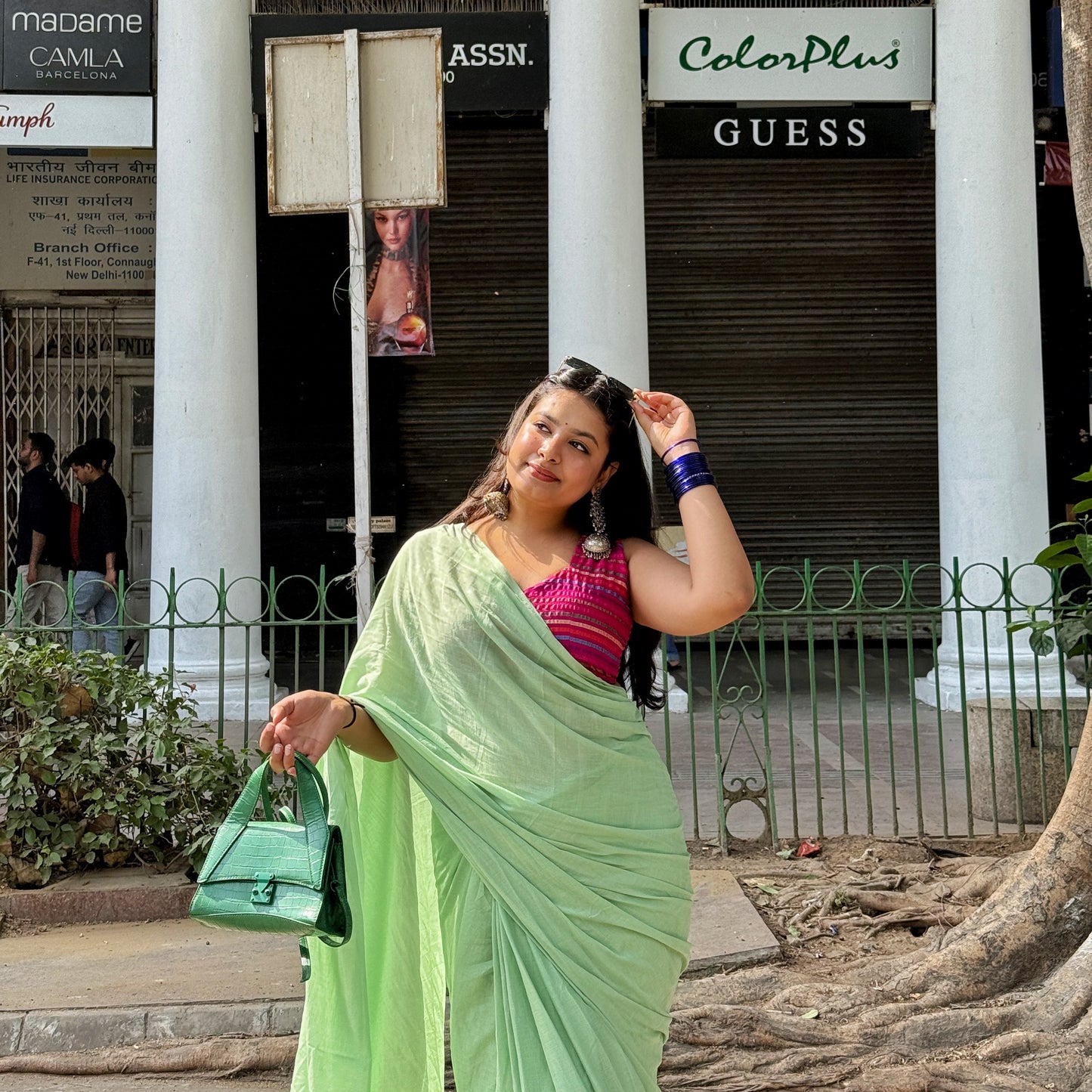 Plain Mul Cotton Saree