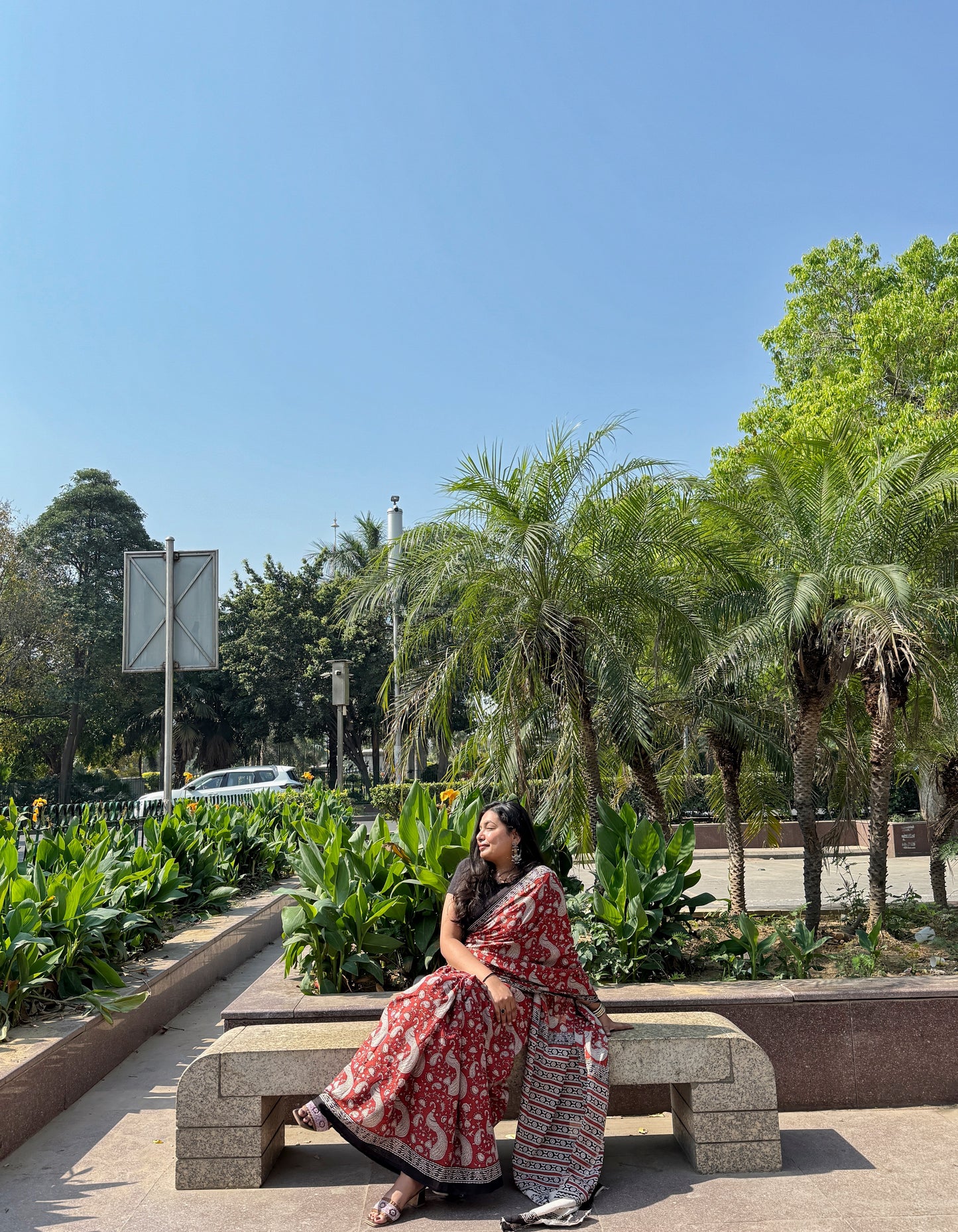 Mayuri - Maroon Hand Block Printed Cotton Mulmul Saree