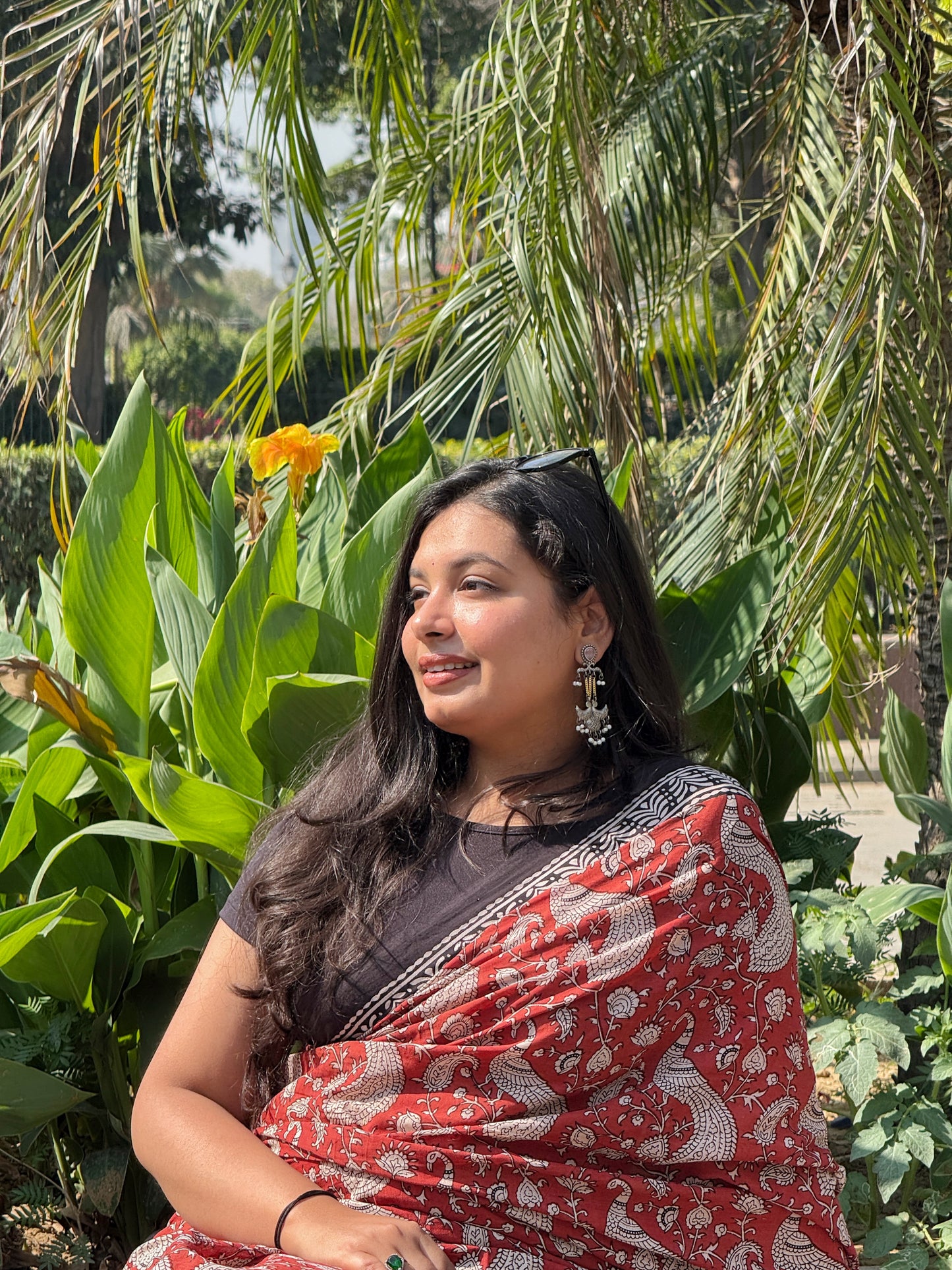 Mayuri - Maroon Hand Block Printed Cotton Mulmul Saree