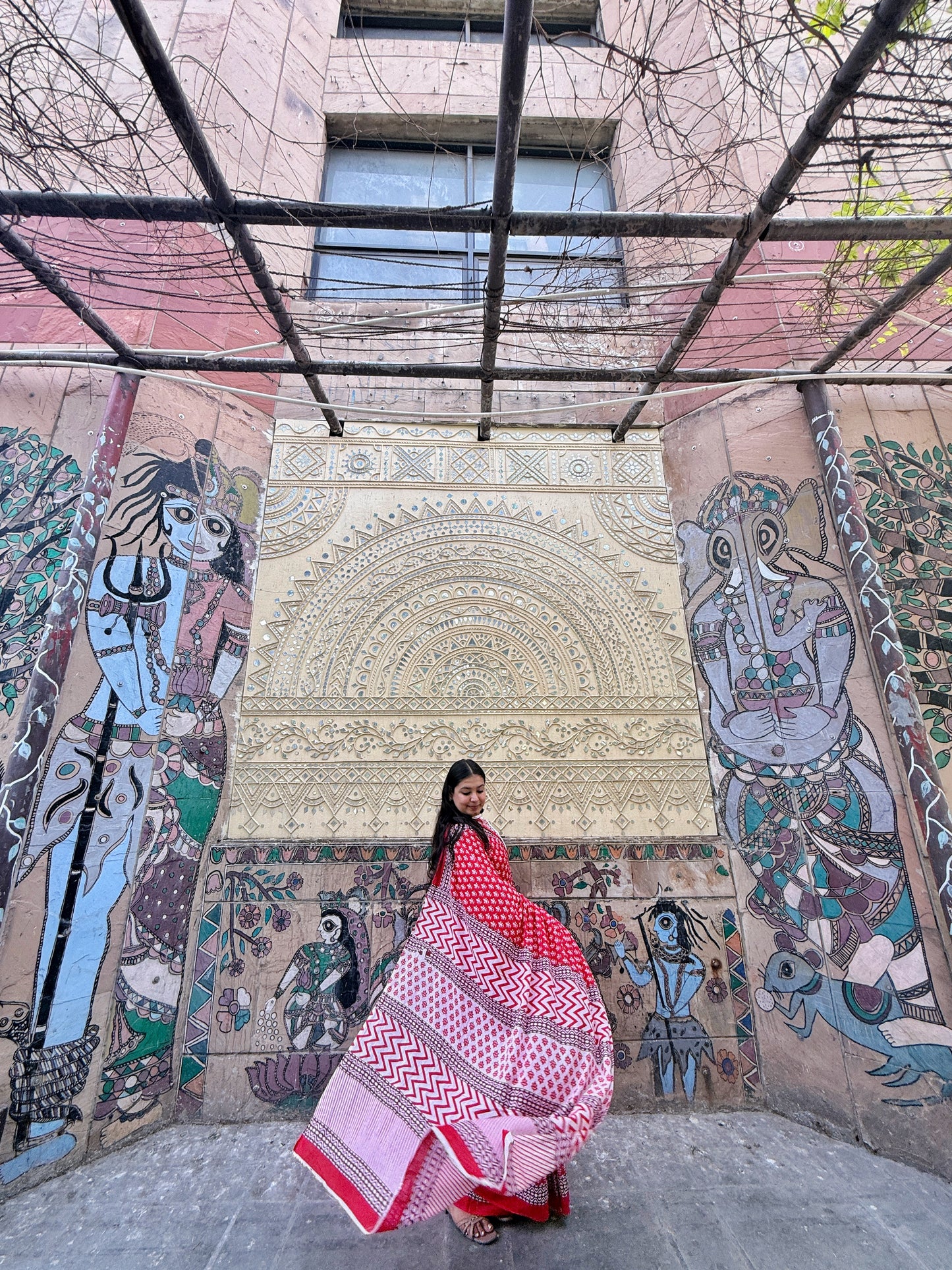 Sajni – Red Hand Block Printed Mulmul Cotton Saree