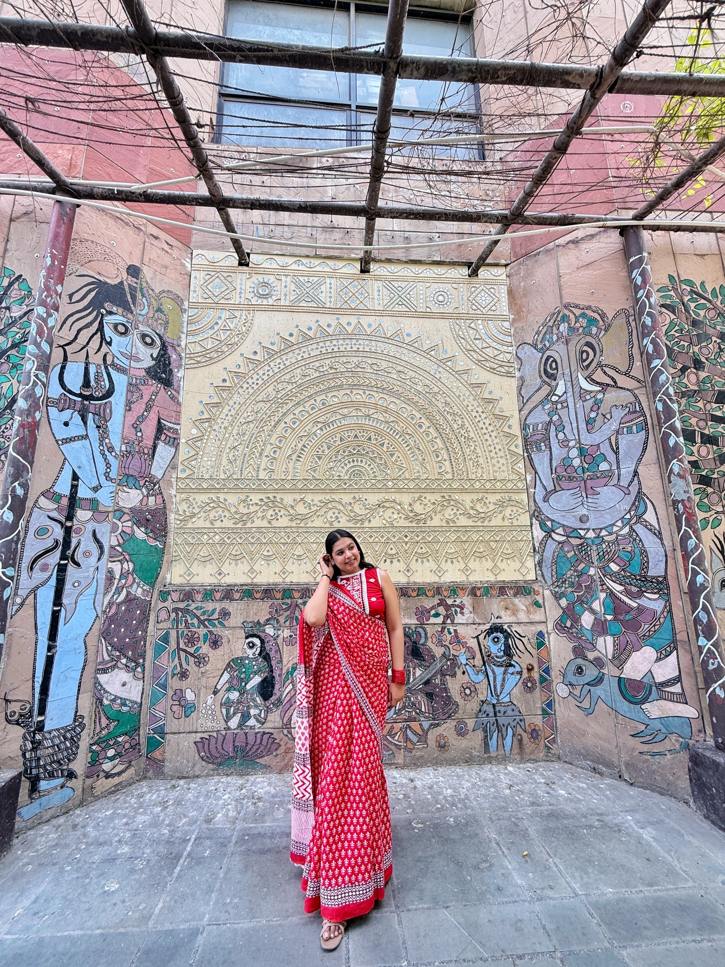 Sajni – Red Hand Block Printed Mulmul Cotton Saree