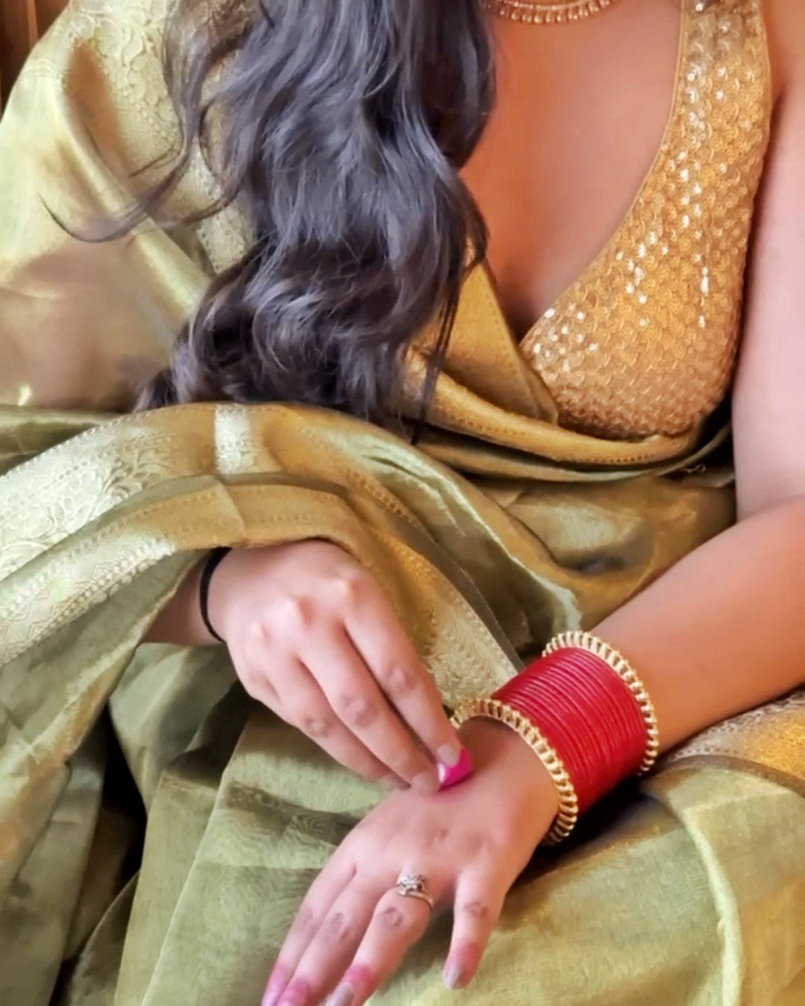 Mohini: Royal Olive Tissue Silk Saree