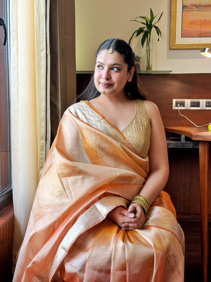 Roshni - Orange Royal Tissue Silk Saree