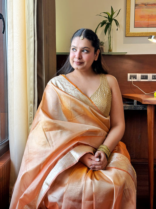 Roshni - Orange Royal Tissue Silk Saree