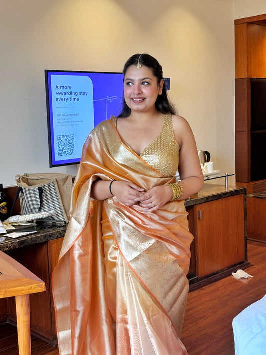 Roshni - Orange Royal Tissue Silk Saree