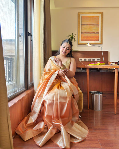Roshni - Orange Royal Tissue Silk Saree