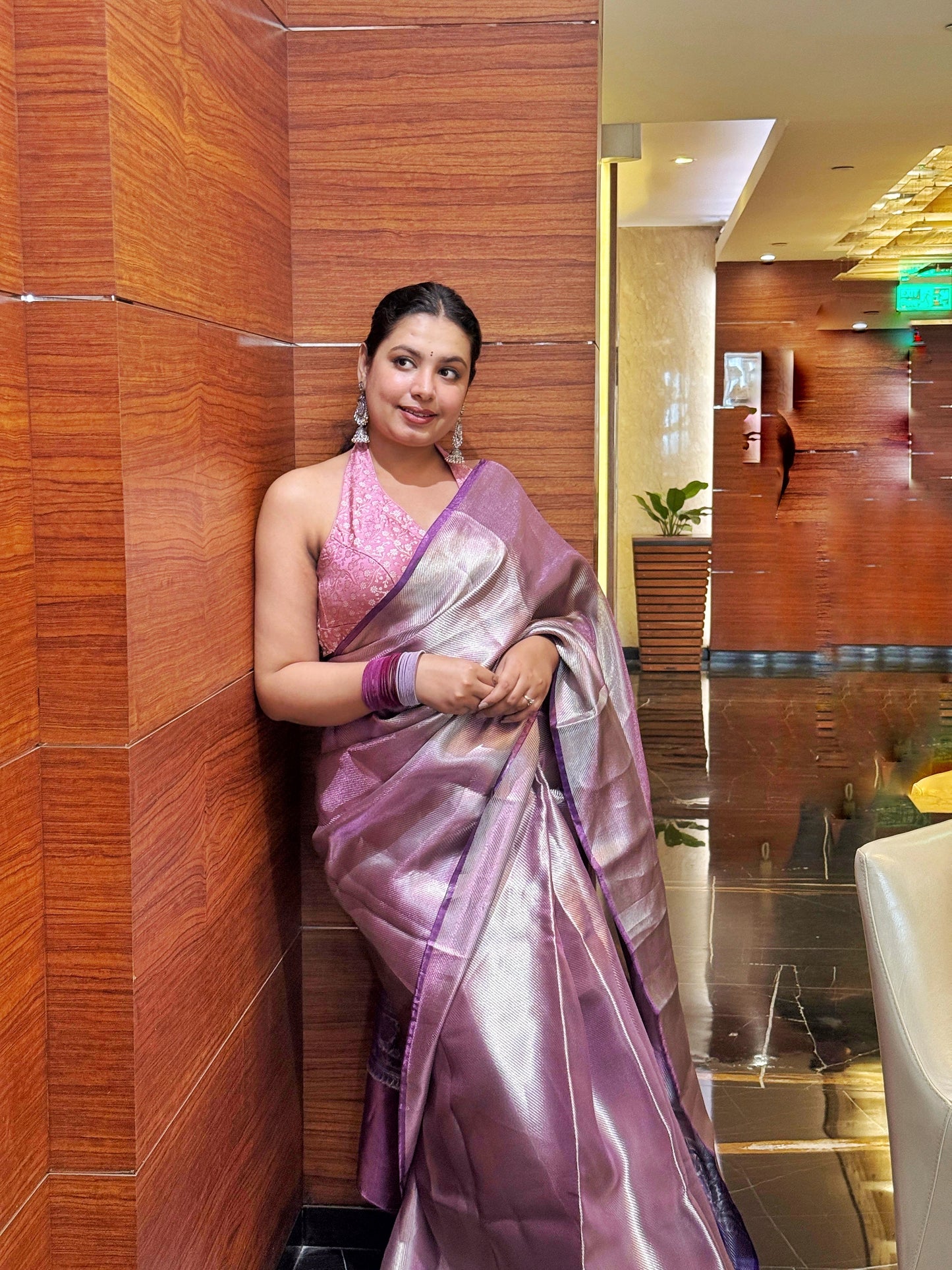 Lavanya - Purple Tissue Silk Saree