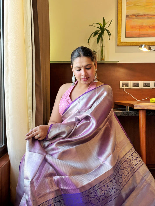Lavanya - Purple Tissue Silk Saree