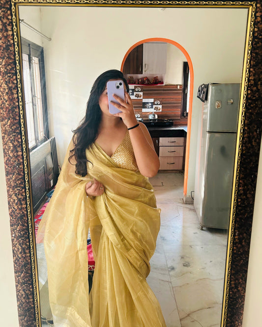 Kamya: Royal Gold Soft Tissue Silk Saree