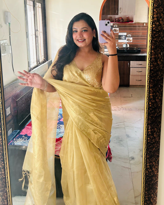 Kamya: Royal Gold Soft Tissue Silk Saree