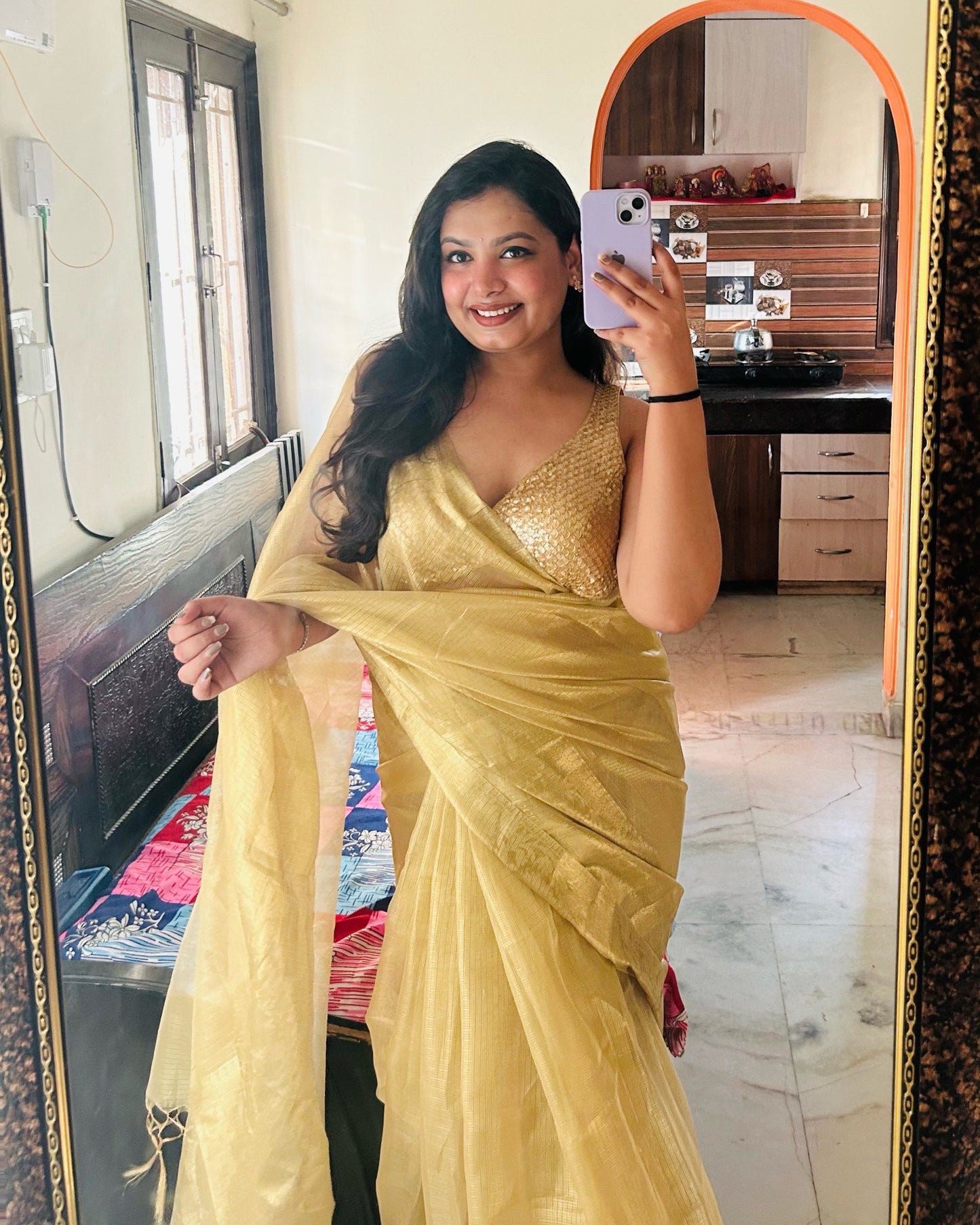 Kamya: Royal Gold Soft Tissue Silk Saree
