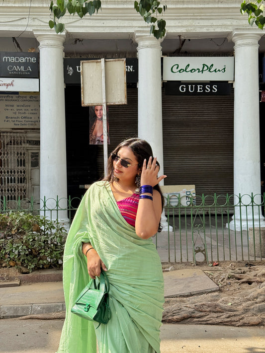 Plain Mul Cotton Saree