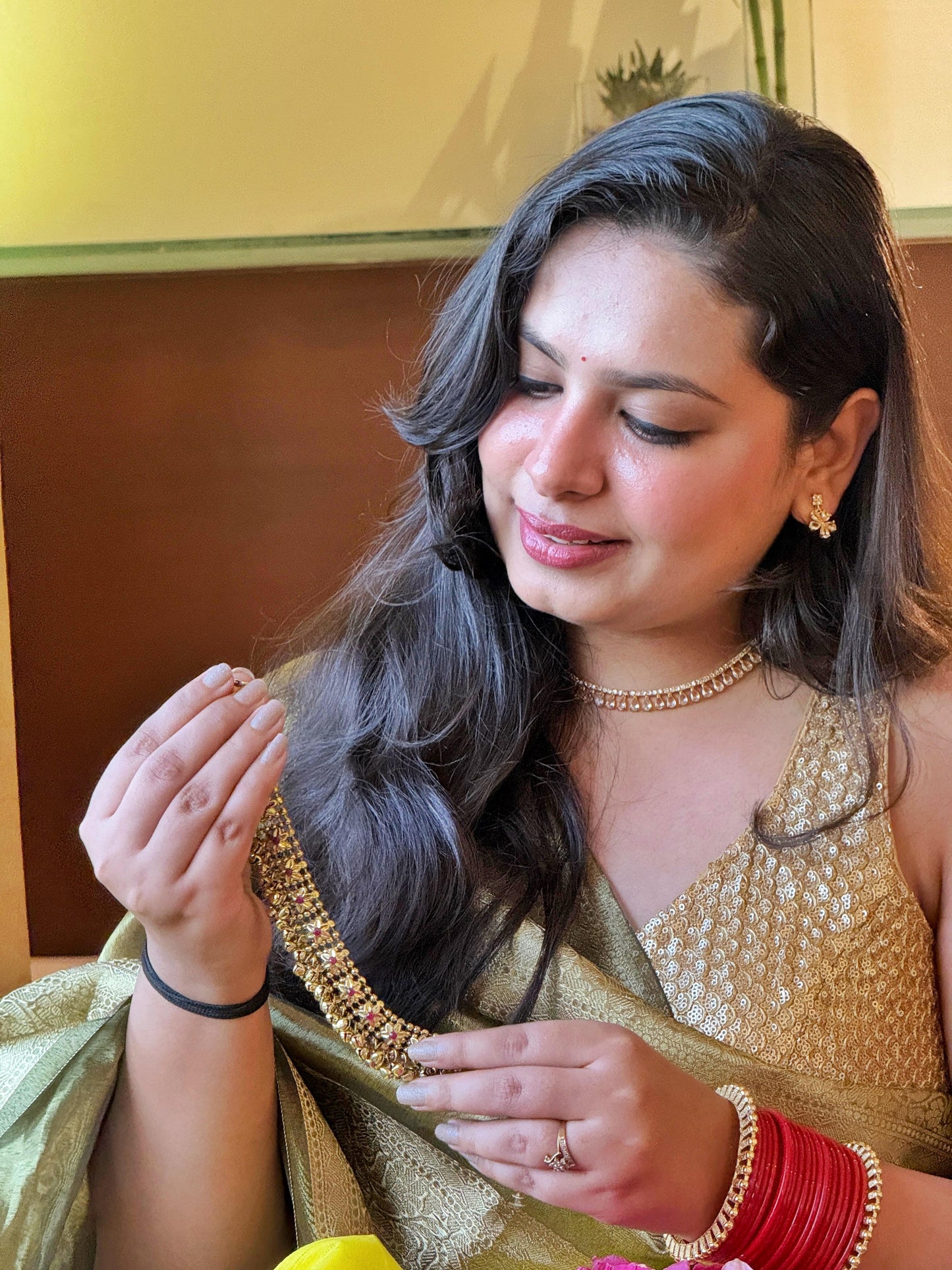 Mohini: Royal Olive Tissue Silk Saree